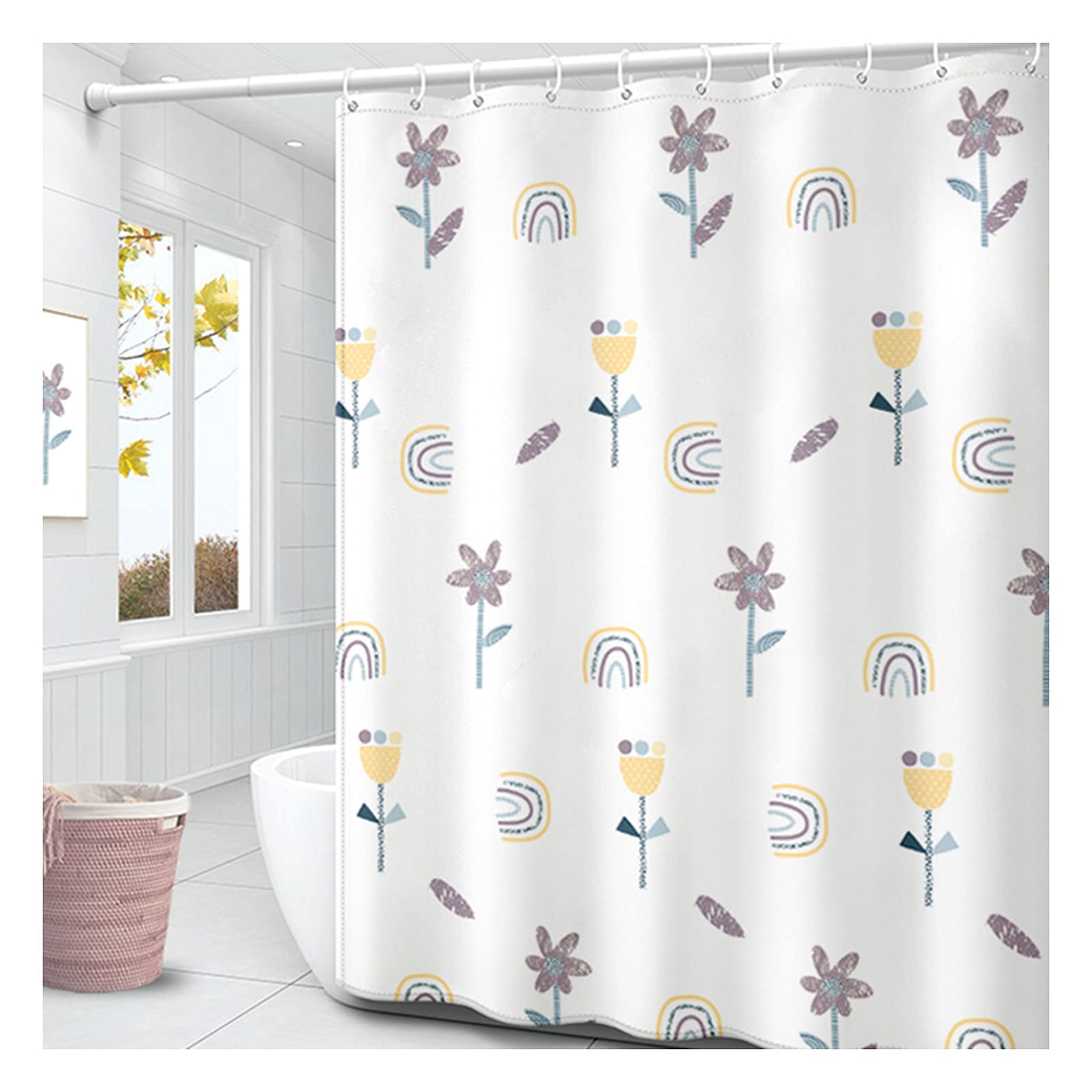 Rideau de douche imperméable et doux grand rideau séparation opaque 150x200