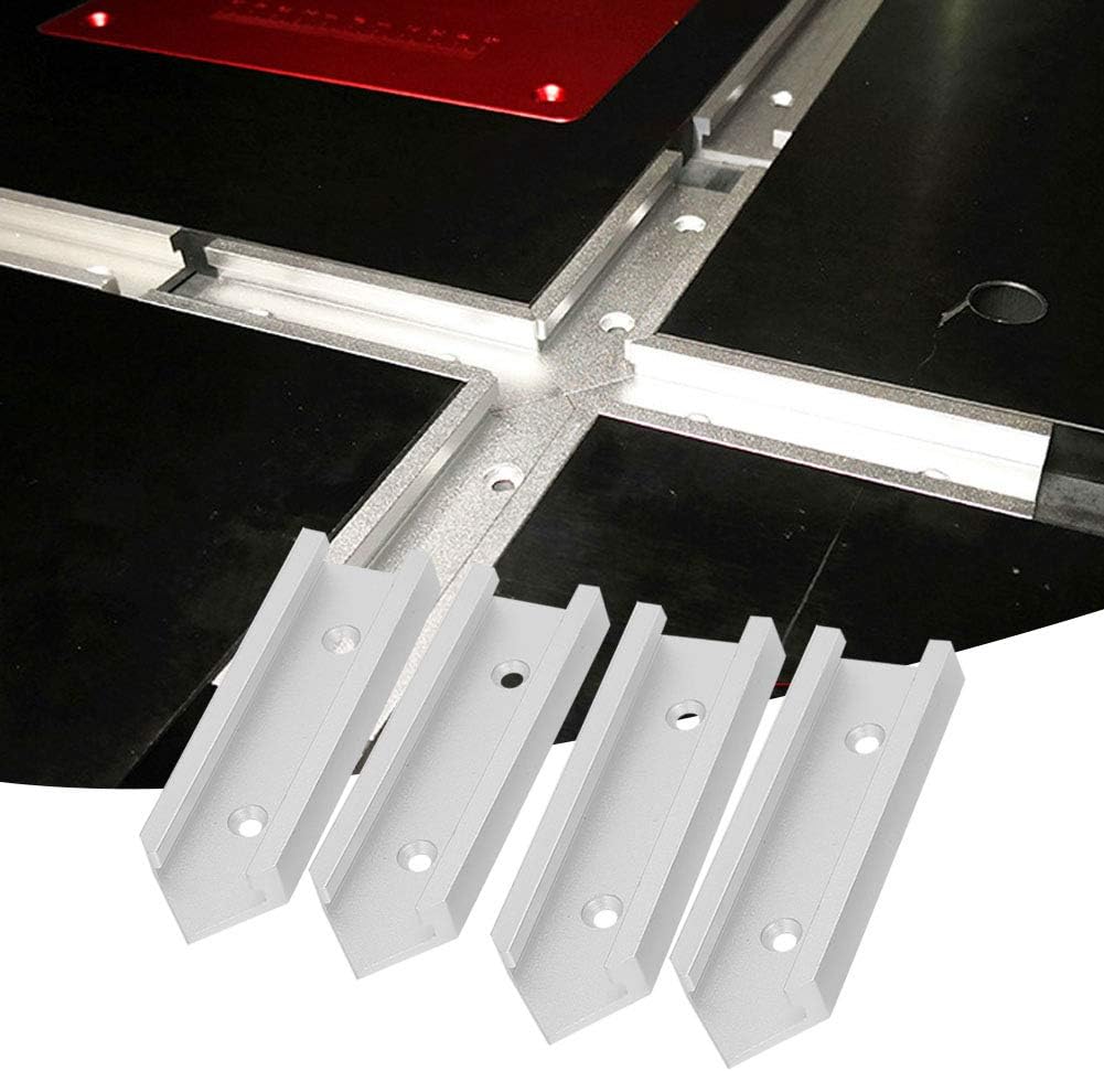 4PcsT Slot Track Connectors, Aluminum Alloy T-track Connector Miter Track Jig Fixture Slot DIY Woodworking Accessories for Router Table