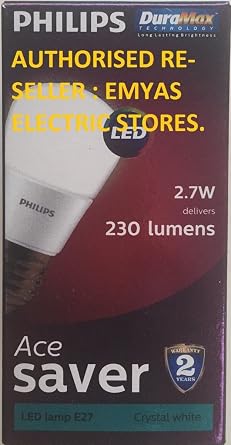 Philips Base E27 2.7-Watt LED Bulb (Pack of 3, Cool Day Light)
