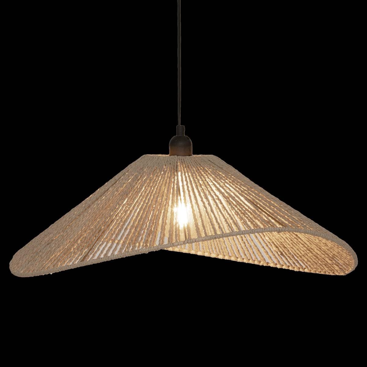 Atmosphera - Lámpara colgante escandinava Myha - Beige - Diámetro 58 cm - Efecto papel tejido, Altura regulable - Para salón, dormitorio