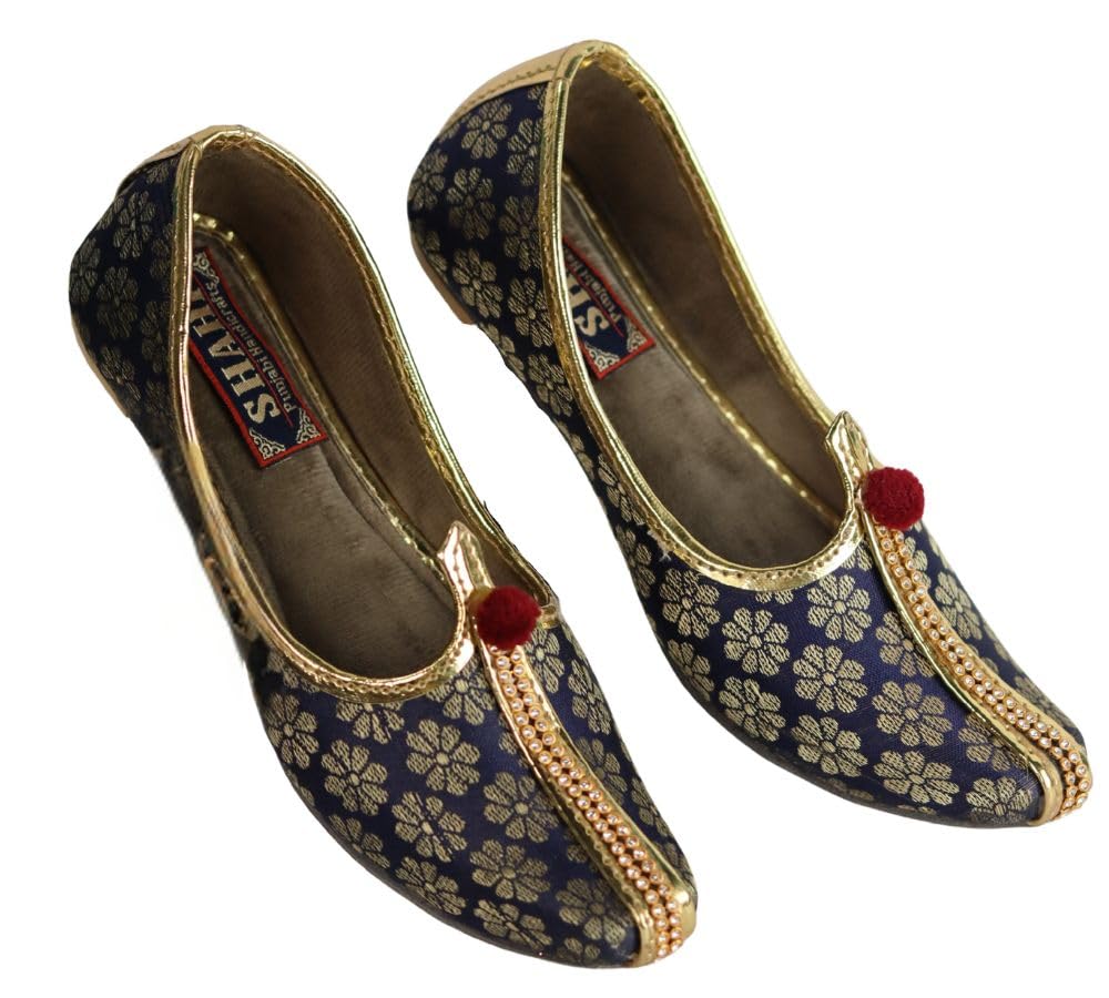 shahi punjabi footwear Kids Boy Navy Blue Punjabi Mojari Jutti for Traditional Festive & Wedding Sherwani Mojadi Juti-picture-18