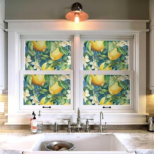 Miniatura 4 de Papel tapiz autoadhesivo autoadhesivo de 18 x 236 pulgadas, con frutas de árbol de limón, pintura al óleo amarilla, papel de contacto extraíble para