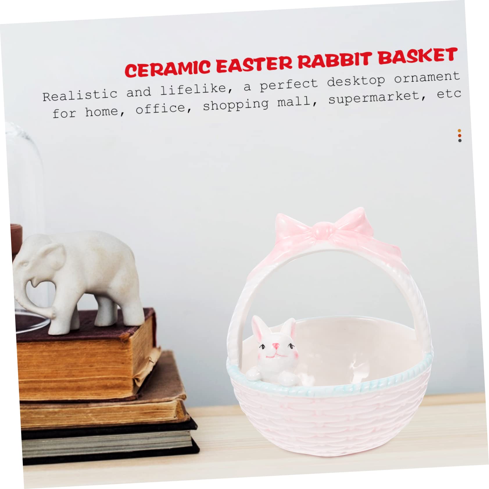 DECHOUS Dekorativer Keramikkorb mit Realistischem Osterhasen Motiv Multifunktionaler Osterkorb als Wohnaccessoire und Aufbewahrungskorb für Kinderparty und Bücherregal