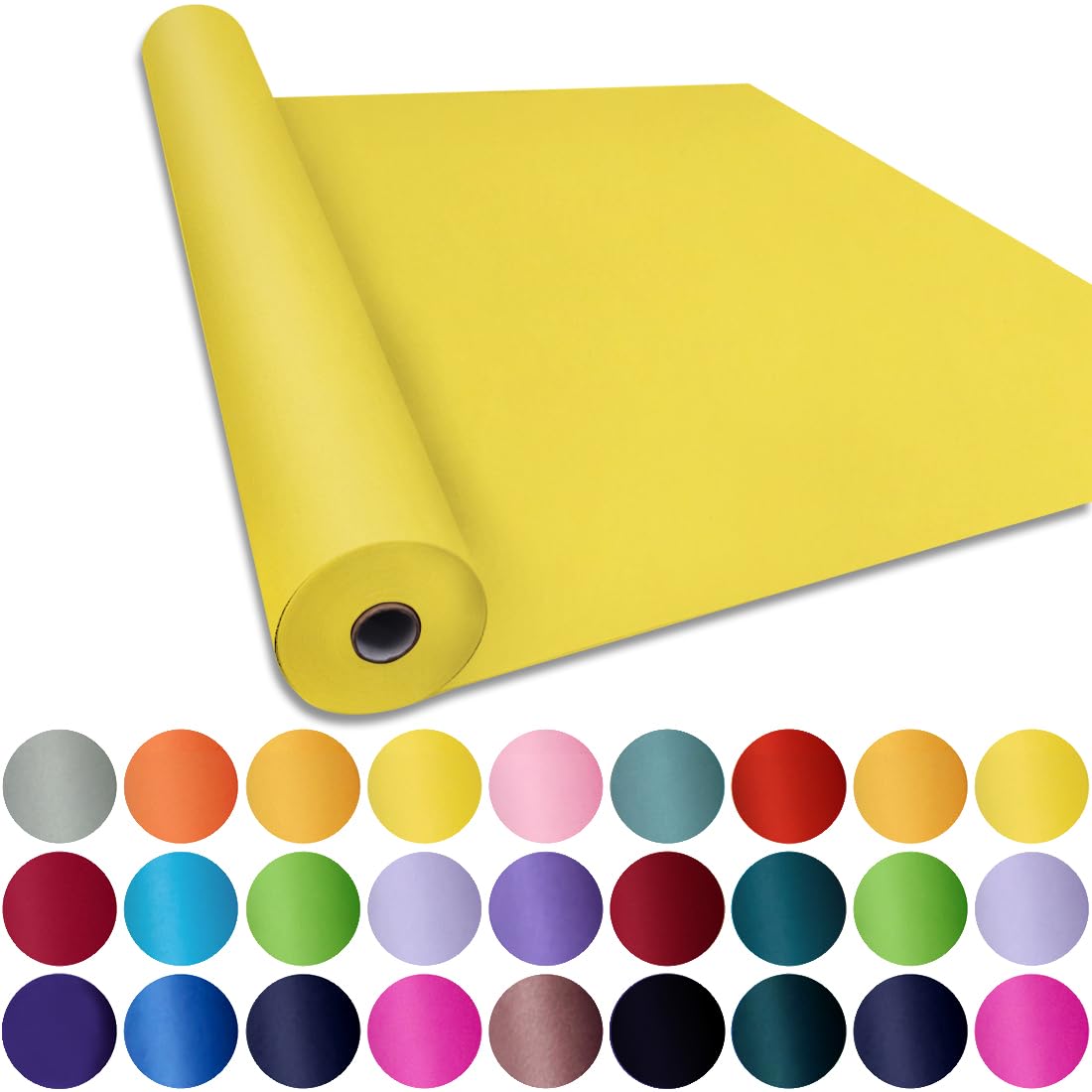 SMART&amp;CASUAL 48" x 2,520" (210') Lemon Yellow Kraft Craft Paper Roll for Gift Wrapping Bulletin Board Bouquet Flower Art Packing Parcel Table Covering 80GSM 55LB (Lemon Yellow, 48" x 210')