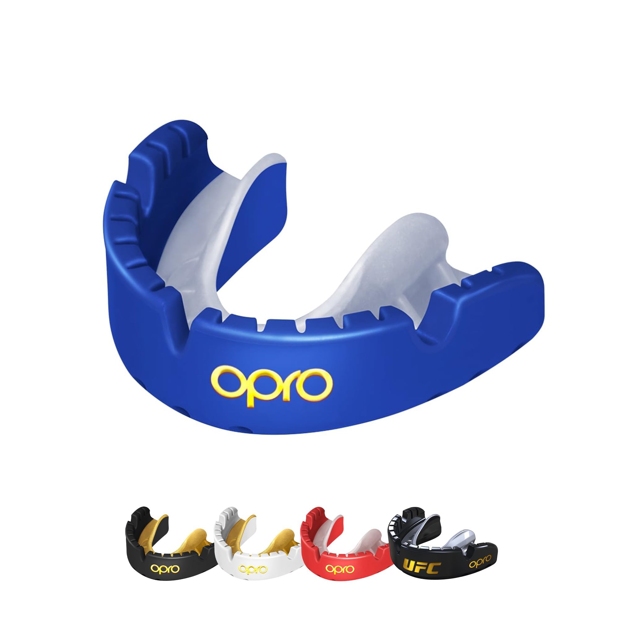 OPRO NEW Gold Braces Level Mouthguard, Adults Sports Mouth Guard, Featuring Revolutionary Fitting Technology for Boxing, Lacrosse, MMA, Martial Arts, Hockey, and All Contact Sports (Blue)