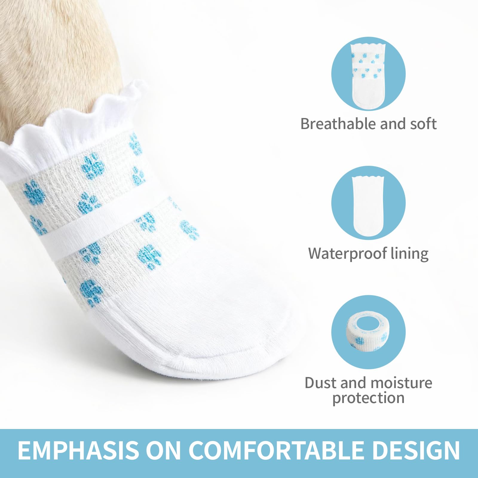 20 PCS Disposable Dog Socks: Waterproof Dog Boots for Protecting Injured Paws Licking Prevention - Image 3
