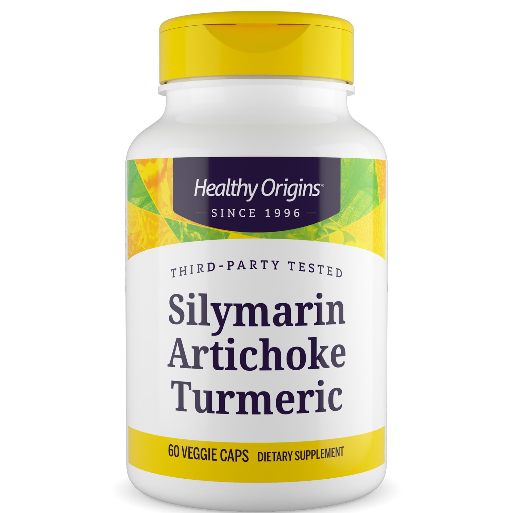 Healthy Origins Silymarin Artichoke Turmeric - Komplex mit Mariendistel, Artischocke & Kurkuma – Curcumin Kapseln, Silymarin Phytosom, 60 Kapseln, Gentechnik frei