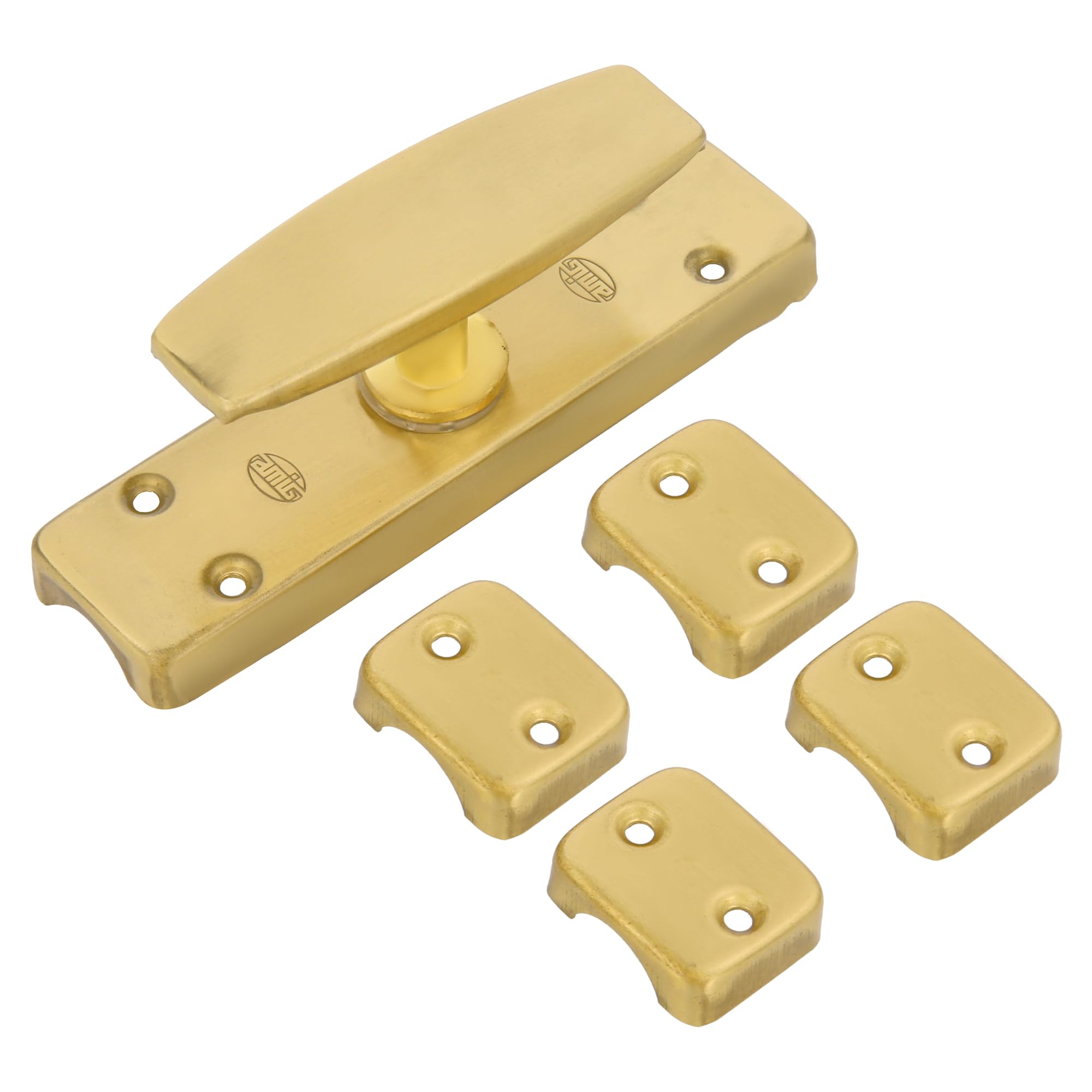 Falleba de sobreponer de latón dorado Amig de 126 x 32 mm con 5 soportes incluidos