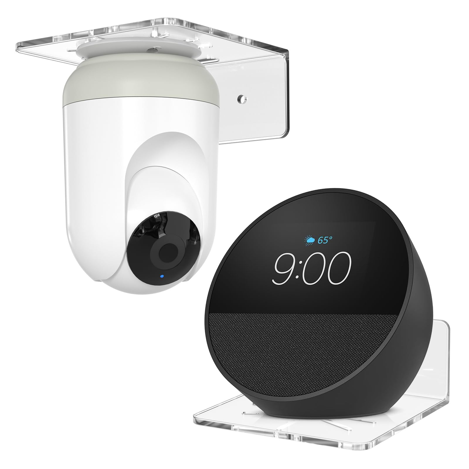 Liboer Baby Monitor Shelf - 2PCS Camera Wall Mount Shelf for Echo Spot & Other Small Items in Bedroom, Bathroom, Kitchen, Living Room