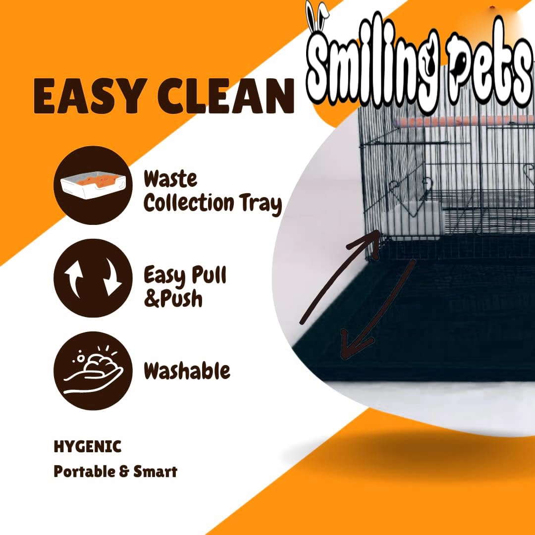 Smiling Pets Metal Bird Cage 2.5 Feet | Spacious Parakeet, Lovebird, Parrot, Budgie & Cockatiel Cage with Hammock | 30 x 18 x 18 Inch Black Durable Cage for Birds, Safe & Easy to Clean 1
