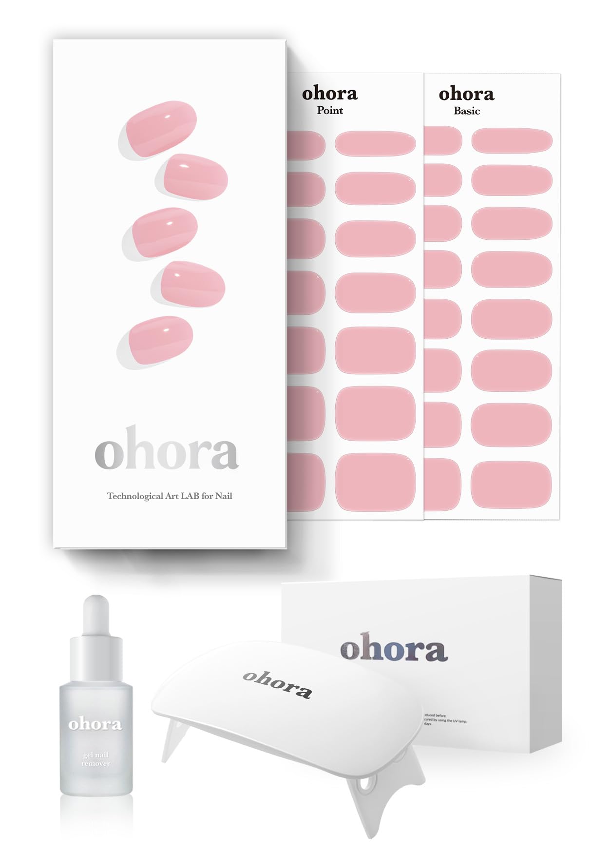 Photo 1 of ohora Semi-Cured Gel Nail Strips Value Set (N Cream Pink Starter Kit) Includes Full Size Lamp and Mini Remover, Salon-Quality, Long Lasting, Easy to Apply & Remove