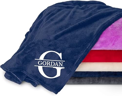 Mantas personalizadas para adultos con nombre personalizado y monograma inicial Manta personalizada para él y ella Manta de vellón súper suave y