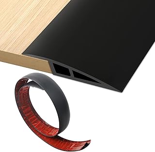 1.2m Übergangsprofil Selbstklebend 7–13 mm Selbstklebend & Schwarz, Übergangsprofil Höhenausgleich für Bodenübergänge verschiedener Materialien, ideal zur Kabelführung und Kantenschutz