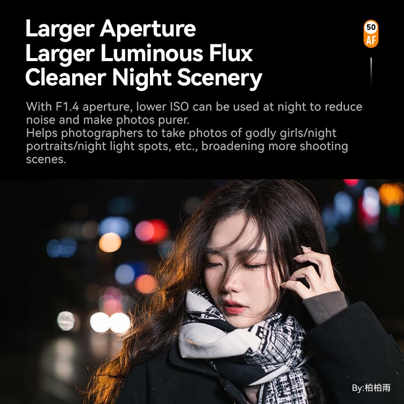 Image of Brightin Star AF 50mm F1.4 Lens for Fujifilm XF Mount Mirrorless Cameras, APS-C STM Auto Focus Large Aperture Prime Lens, Fit for XT5, XT4, XT30, XPRO3 /2, XT200, XS-10, XA7, XE4 /2, XH1 /2