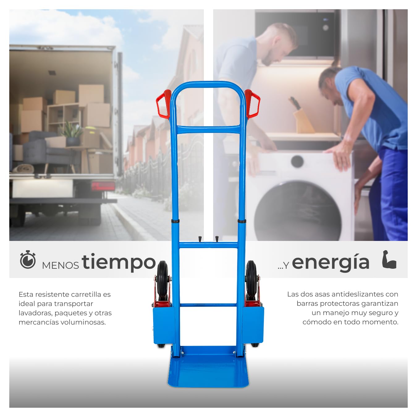 TecTake® Carretilla de Mano Plegable con Ruedas de Goma Dura, Altura Ajustable, Pala de Carga Plegable con Guardabarros, Ruedas para Subir Escaleras, Carretilla de Carga - 200kg de Carga