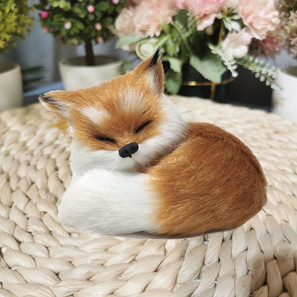 小物 shishikui fox demi Wgxzyq Mini Simulation Fox Figurine Ornaments, Faux Fur Fox Plush