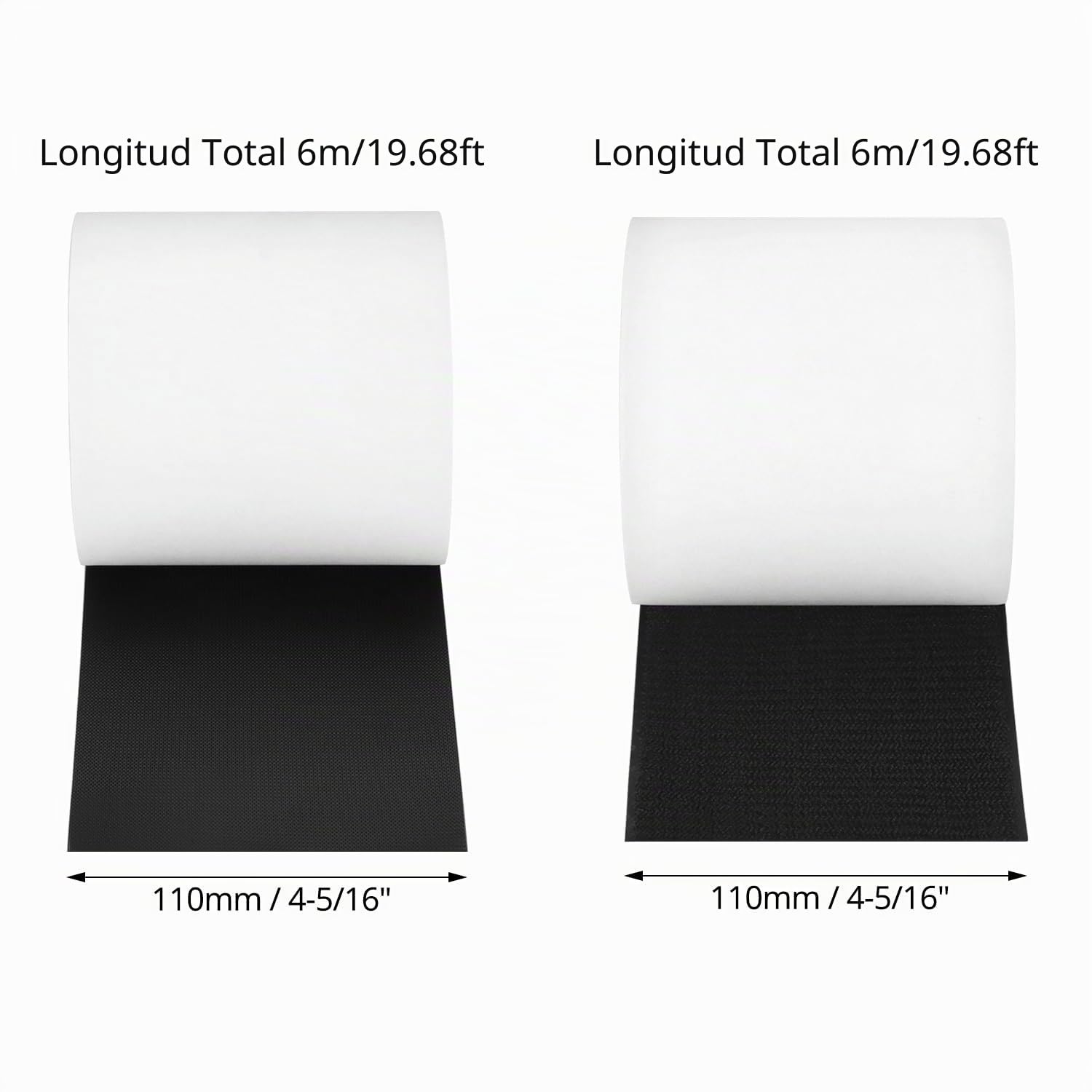 QWORK® 11cm x 6M Cinta gancho y bucle fuerte con adhesiva, Solución antideslizante para cojines, colchones y alfombras de sofá