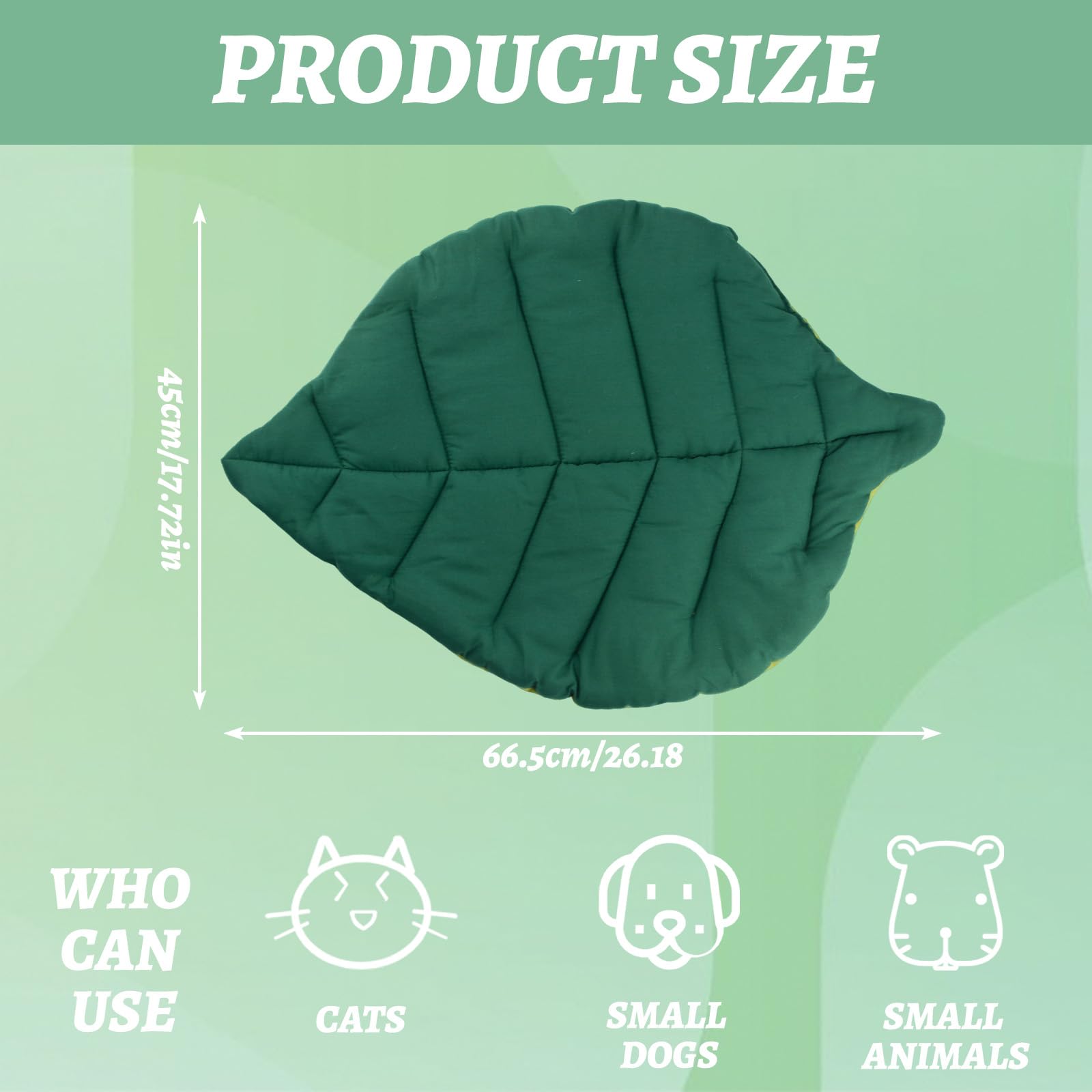 Kühlmatte für Katzen, Blattform, Baumwolle, weich, warm, Haustierunterlage für Innenbereich, Bett, Couch, Sofa, Böden, Katze und Hund, warme Matratze (grün)