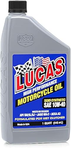 Lucas Oil LUC10710 10W-40 Aceite semisintético para motocicleta - Botella de 1 cuarto de galón