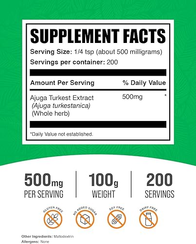 Miniatura 2 de BulkSupplements. com Ajuga Turkest Extracto en polvo  Suplemento de hierbas en polvo, polvo de Ajuga, Ajuga 500 mg  Puro y sin gluten, 500 mg por