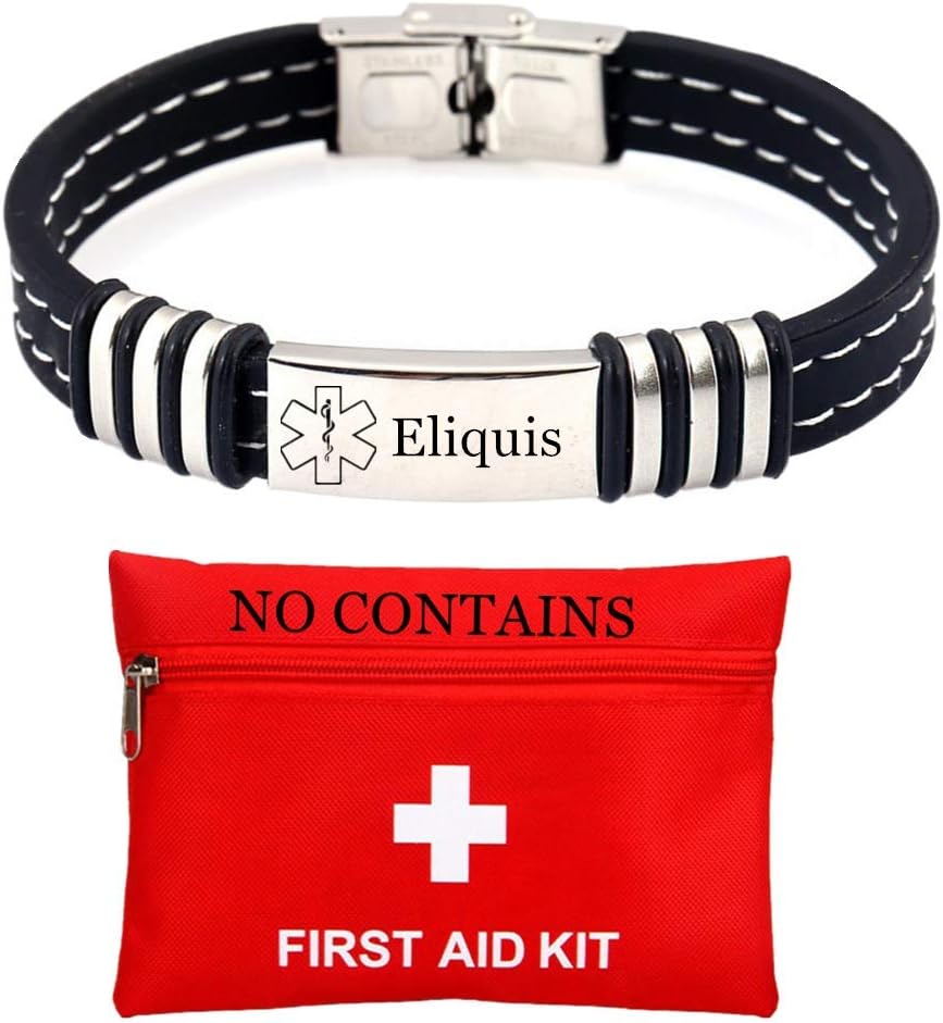 Personalized Men's Stainless Steel Silicone Engraved Medical Alert ID Bracelets for Women Unisex Emergency Medic Bracelet Health Reminder for Safety Med Jewelry SOS