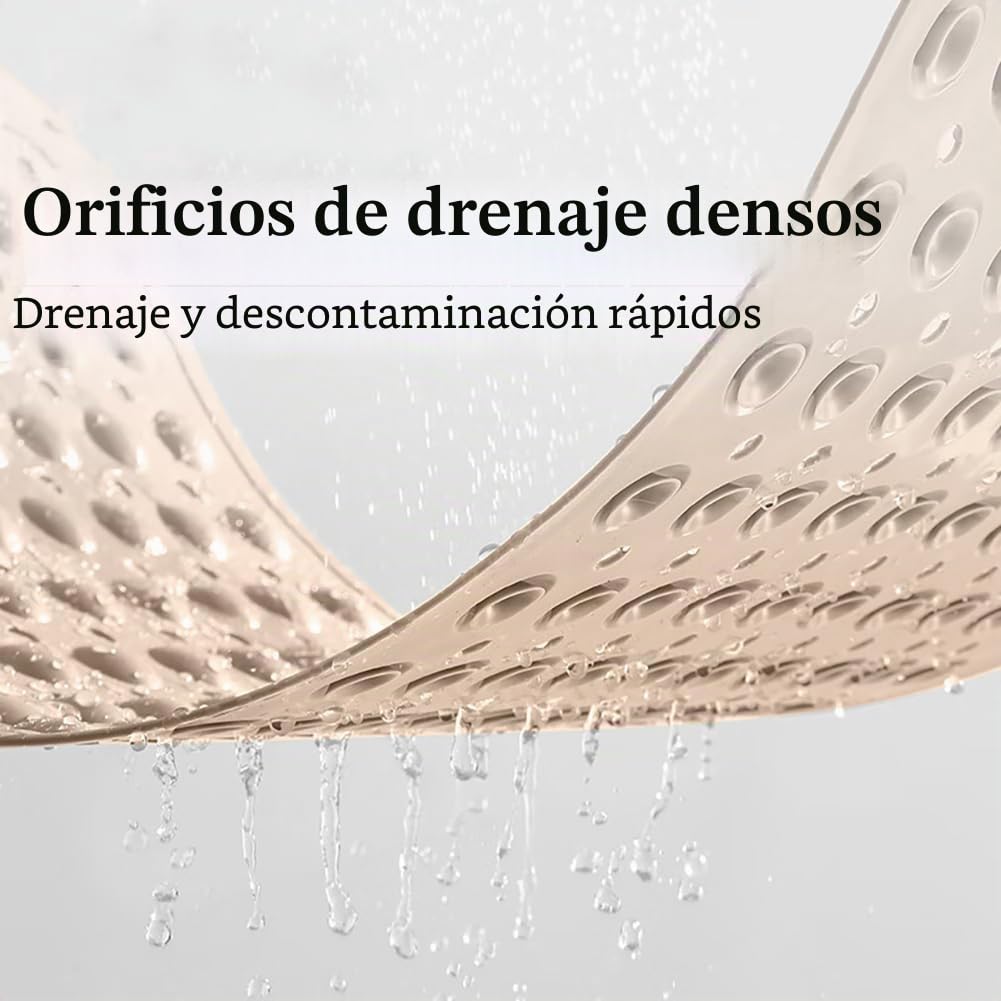 Alfombra Ducha Antideslizante 90x60cm,Alfombrilla Ducha con Ventosas,Alfombra Bañera Antideslizante con Orificios de Drenaje,para Baño,Beige