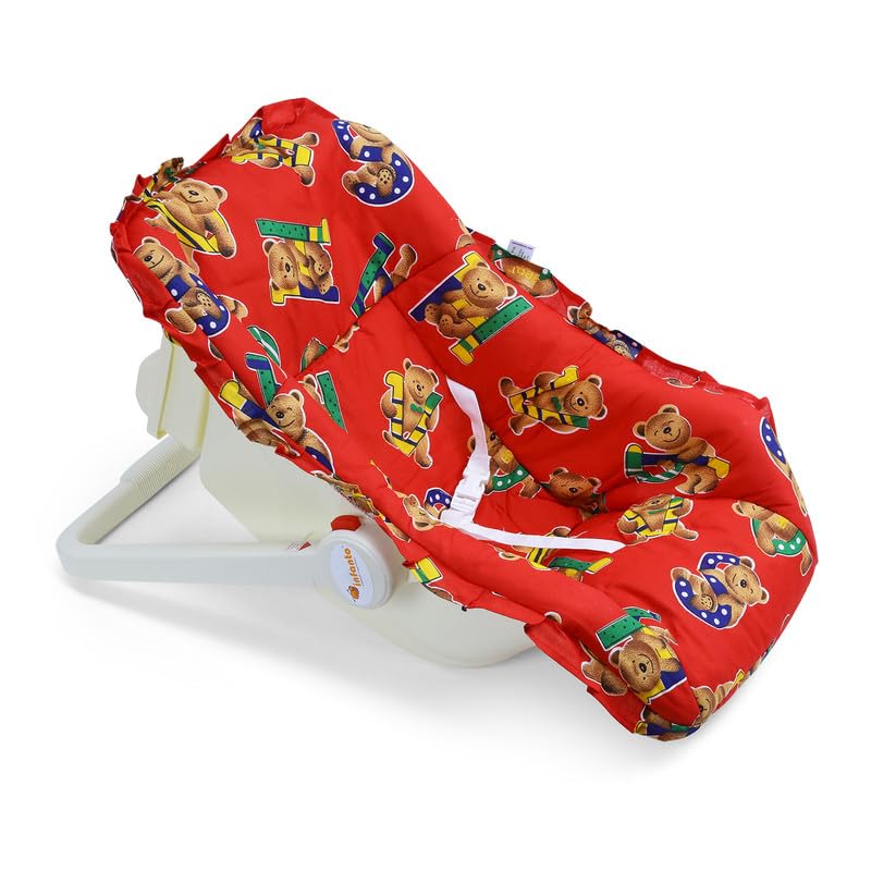 Infanto BabyLove Carry Rocker Carry Cot The Ultimate Baby Companion | Storage Box | Sleeping Carrier | 3-Point Harness | Antimosquito Mesh | Rocker and Feeding Chair-RB45-STD (RED)