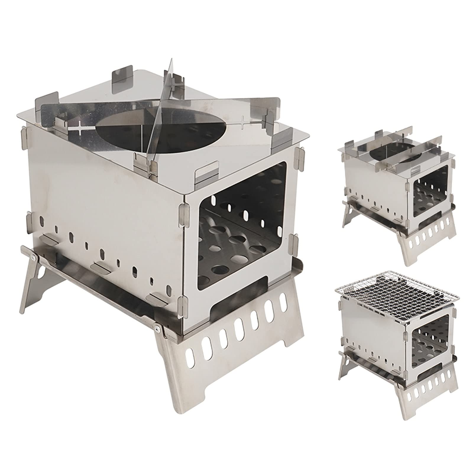 Barbecue Griglia a Carbone Mini Grill Grill Pieghevole Stufa in acciaio inox BBQ Grill □ Piccola stufa a backpacking portatile per escursioni in campeggio sopravvivenza Utensile Barbecue Picnic