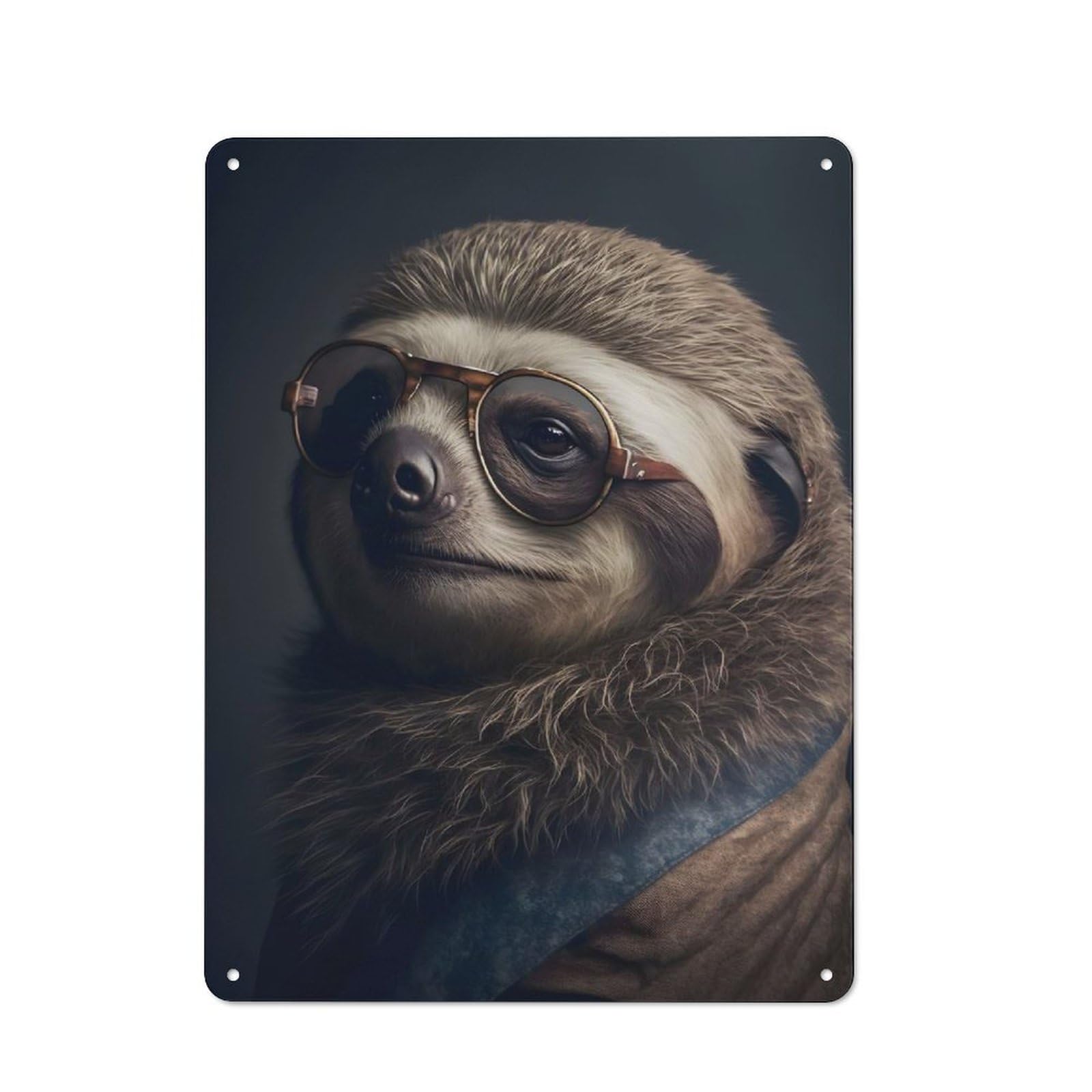 Junmoney Sloth Portrait 40X30cm Retro-Style Tin Sign With For Garage Or Workshop, For Vintage Wall Decor Fans, For Metal Sign Collectors