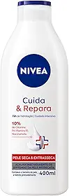 NIVEA Hidratante Corporal Cuida & Repara 400ml, Hidratação Profunda 72h, Acalma Pele Ressecada, Cuidado Intensivo, Pele Seca e Extrasseca