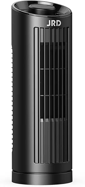 JRD 13" Tower Fan for Bedroom, 23ft/s Bladeless Desk Fan with 3 Speeds, 80 Degree Oscillating, Quiet Operation, Compact & Portable Table Fan for Bedroom Home Office Desktop