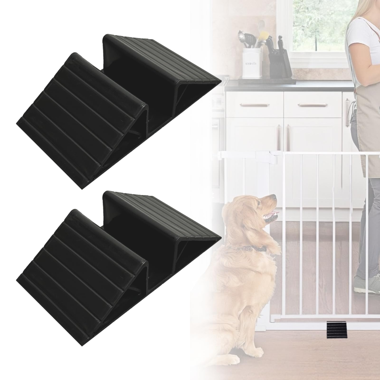 Pet Gate Triangle Stabilizer Support, Anti-Kick Fall Prevention Reinforcement Card Slot for 4/5 Inch Fence Barrier Stair Railing (Black-6PCS, 4/5")