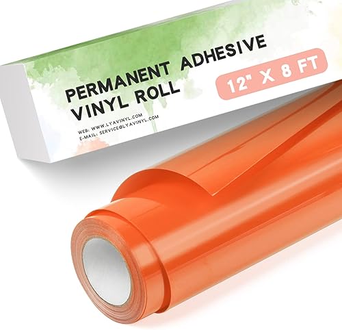 Lya Vinyl Vinilo permanente naranja para Cricut, rollo de vinilo adhesivo naranja de 12 pulgadas x 8 pies para Cricut, Silhouette, cortadores de