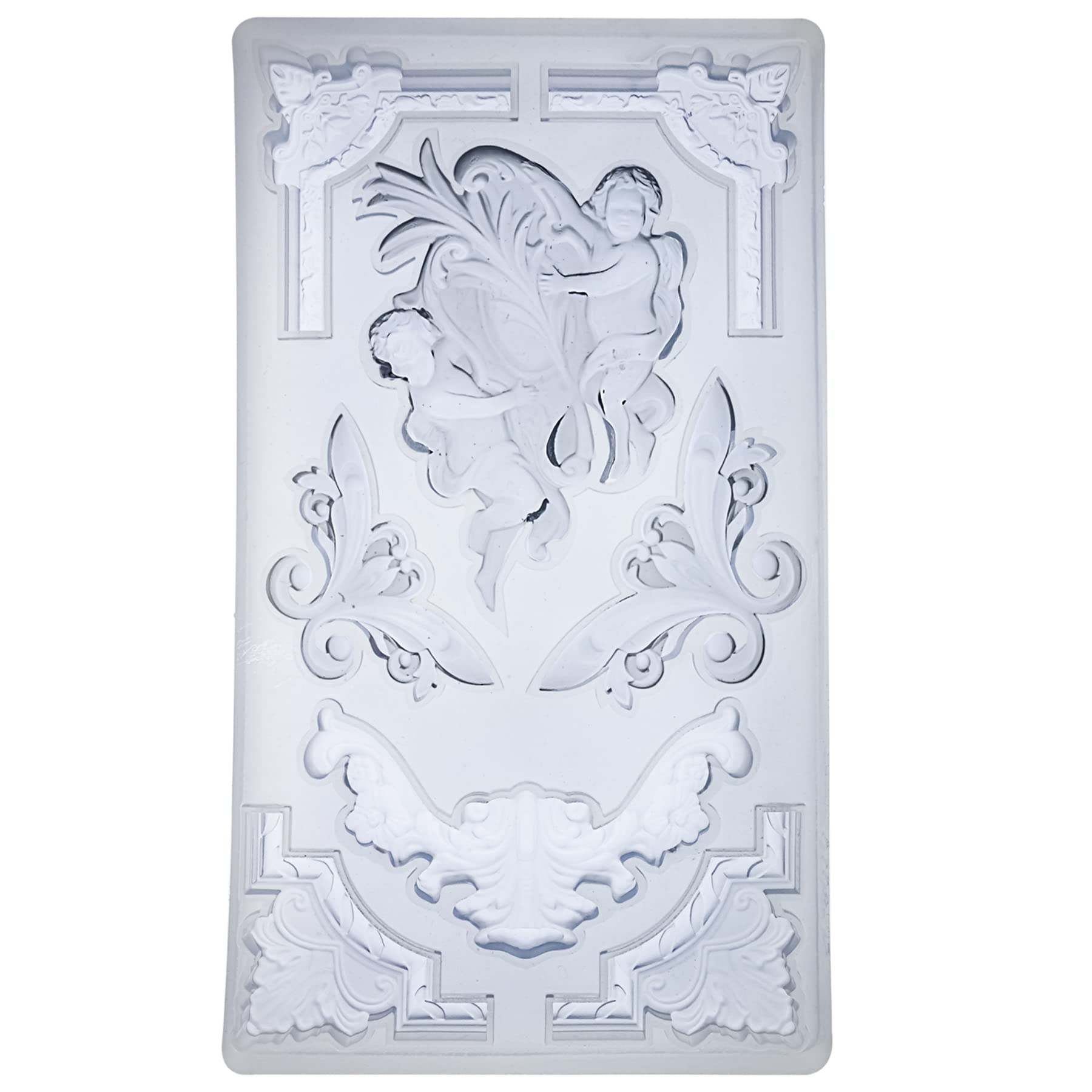 Art Mould for Polyclay Air Dry Clay Plaster Border Frame with Cupids, Border, Frame, Cupids - Image 3