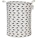 Sea Team 21.7" Oversize Linen & Cotton Fabric Folding Nursery Laundry Hamper Bucket Cylindric Burlap Canvas Storage Basket with Waterproof PE Coating Lining (Whale)