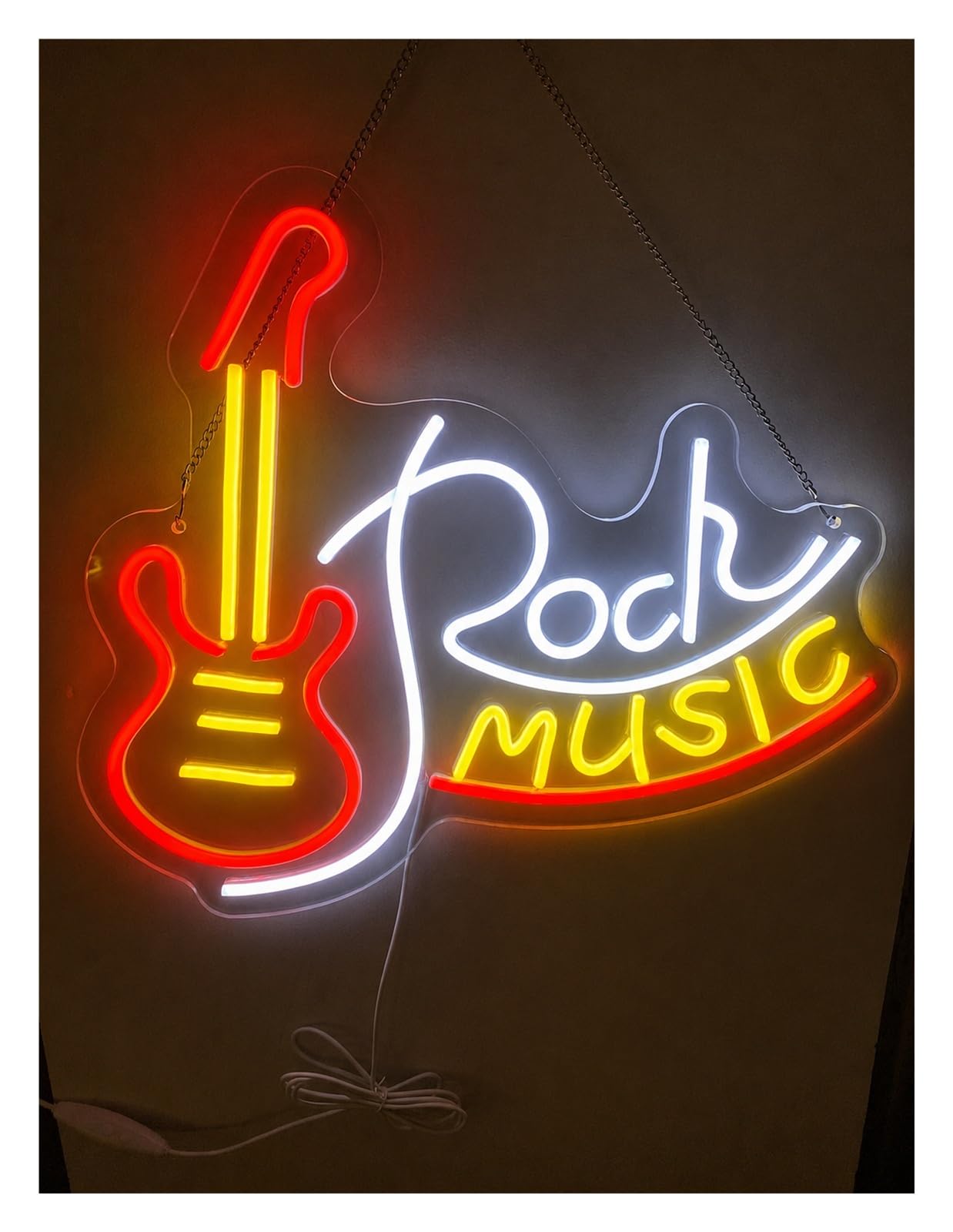 Insegna al Neon Insegna Al Neon Rock Music Con Chitarra Elettrica E Luce Dimmerabile Per Feste Camere Da Letto Studi Musicali Negozi Festival Decorazioni 45cmx38cm