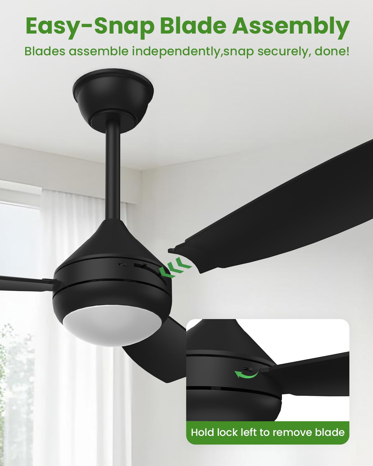 Orthland Ventilatore a Soffitto 106 cm con Luce LED Regolabile e Telecomando, Montaggio Facile, Motore DC Silenzioso, 6 Velocità, Modalità Inversione, Per Camera da Letto, Soggiorno, Cucina, Ufficio