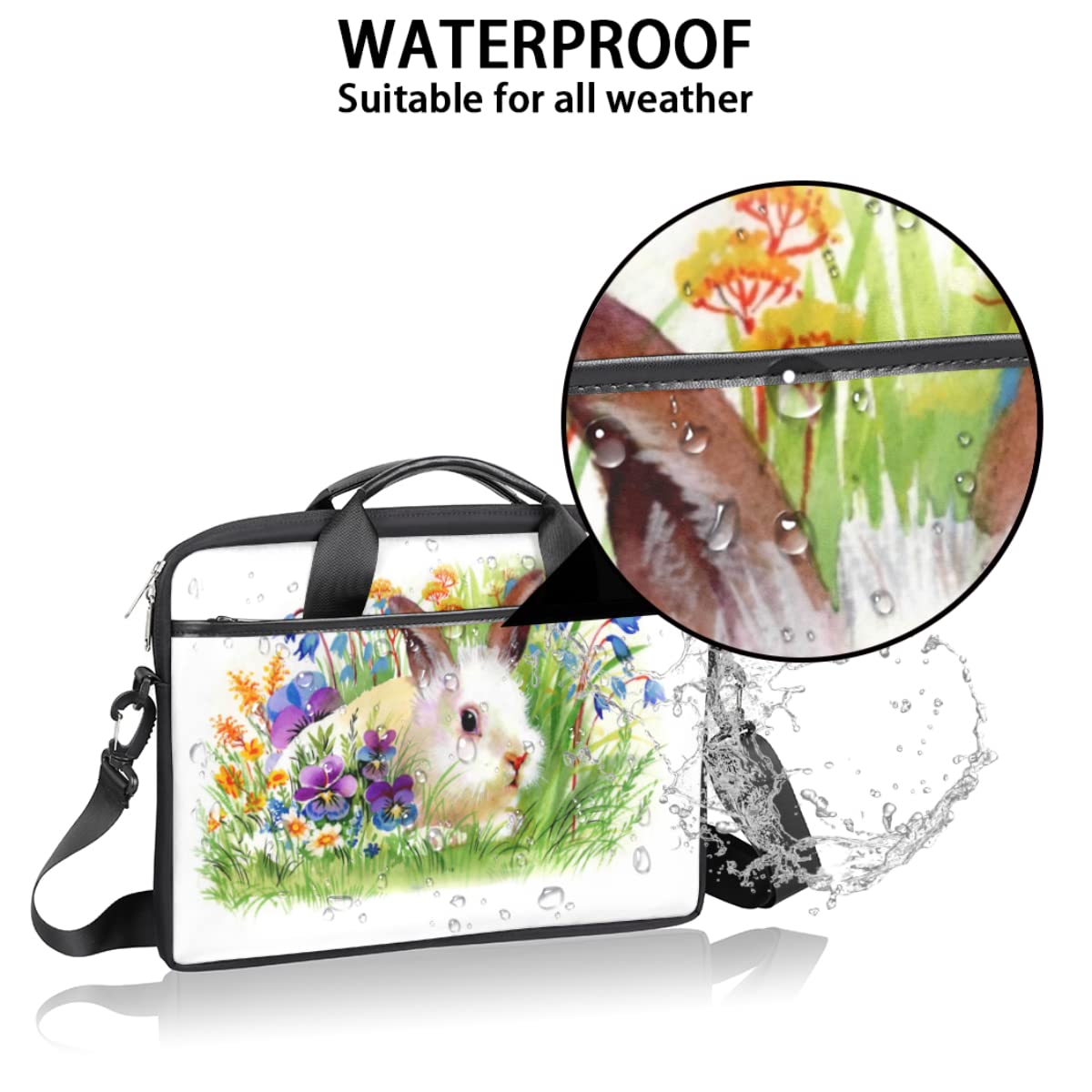 TropicalLife GIGIJY Królik Laptop Case Bag Easter Rabbit Bunny Canvas Teczka 13 w 13,3 w 14 w 15 cali dla dzieci chłopców dziewcząt kobiet mężczyzn, wielobarwny, Rozmiar Uniwersalny