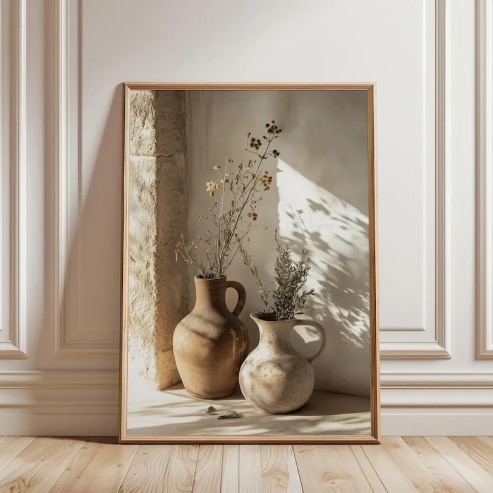 LMYSXAOZ Nordic Vase Prints on Canvas Painting Mediterranean Pottery Wall Art Living Room Bedroom Decoration(60x85cm)