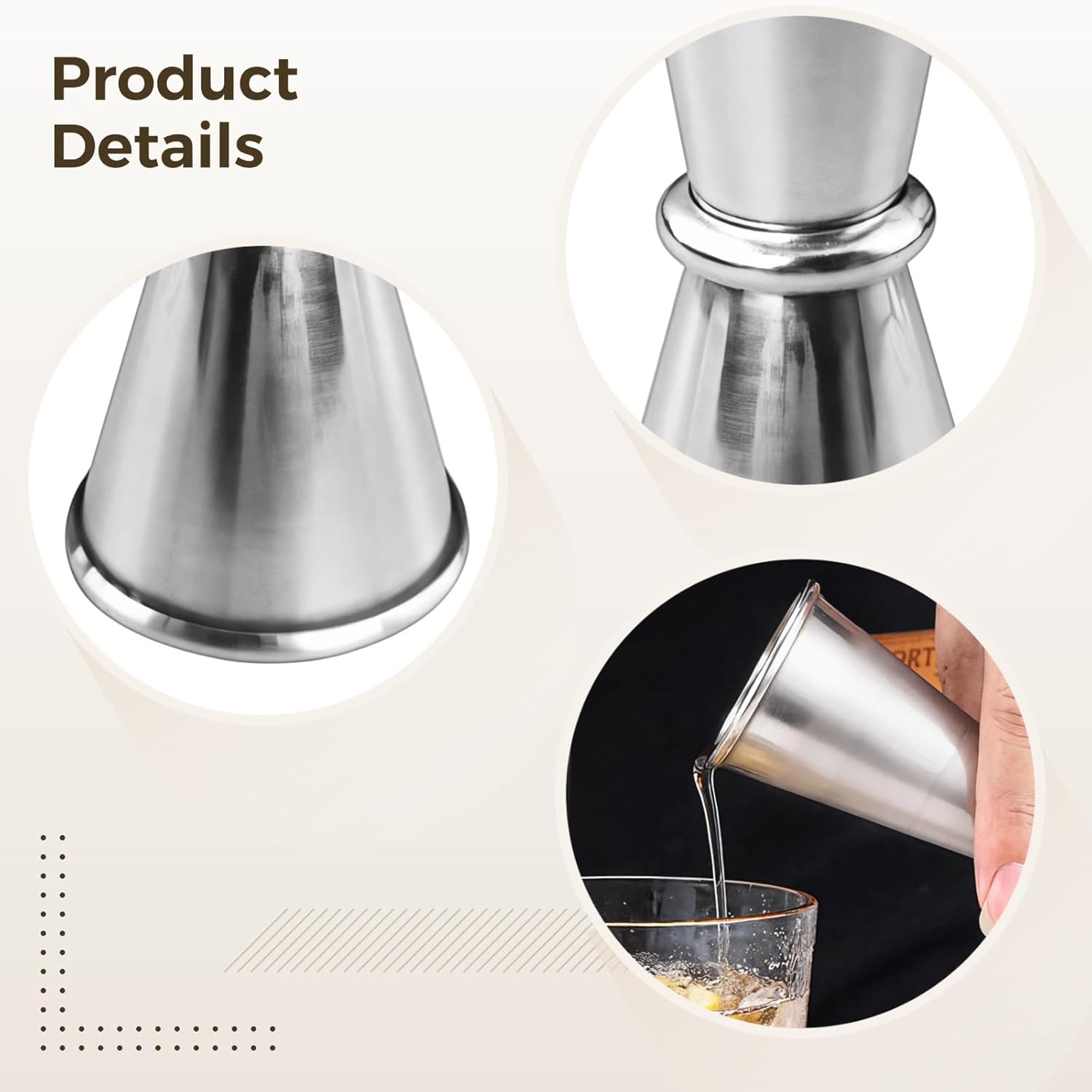 9-Piece Stainless Steel Cocktail Jigger Set, Double-Sided 1 Oz 2 Oz Measuring Cup for Bartenders