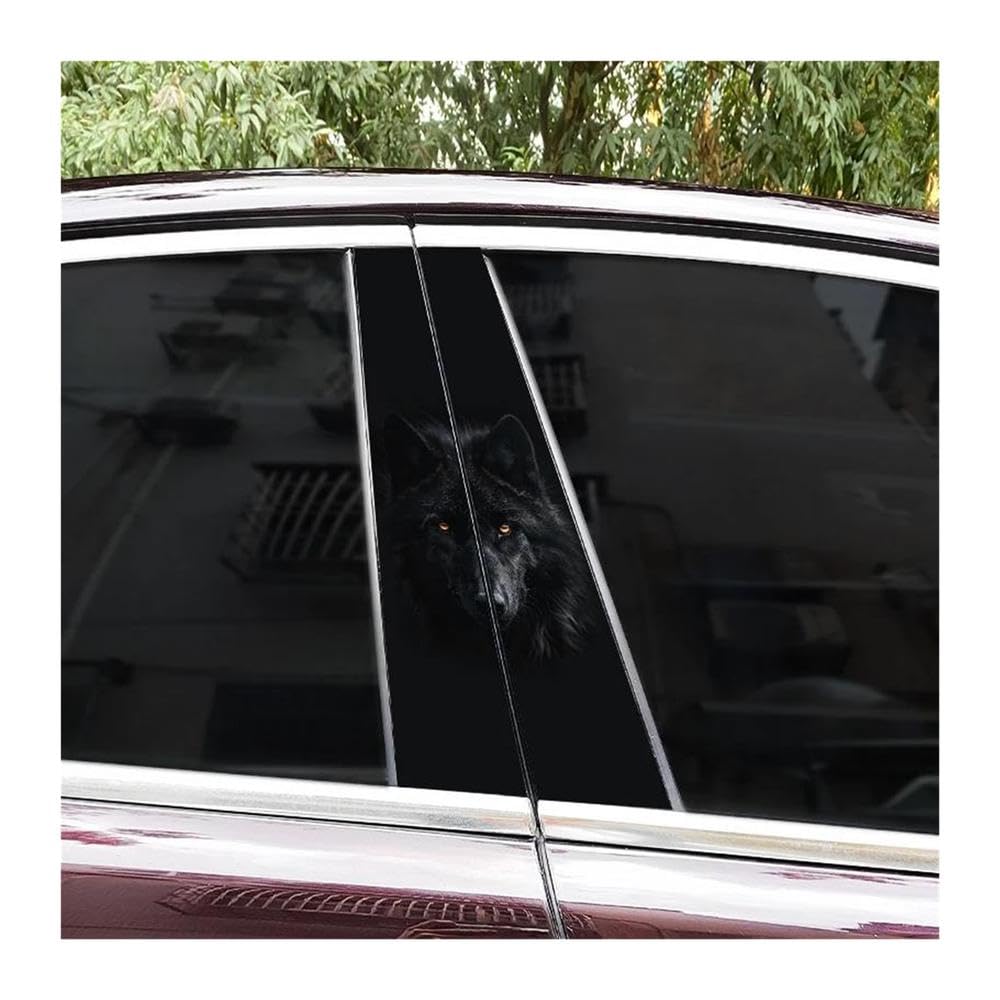 Body Parts 2pcs Animal Style Wolf Head Car B-Pillar Sticker Covering Scratched Car Center Pillar Sticker DIY(F)