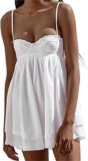 Women Chic Vintage Lace Cute Fairy Dress Sleeveless Spaghetti Strap Aesthetic Mini Dress - Buy now