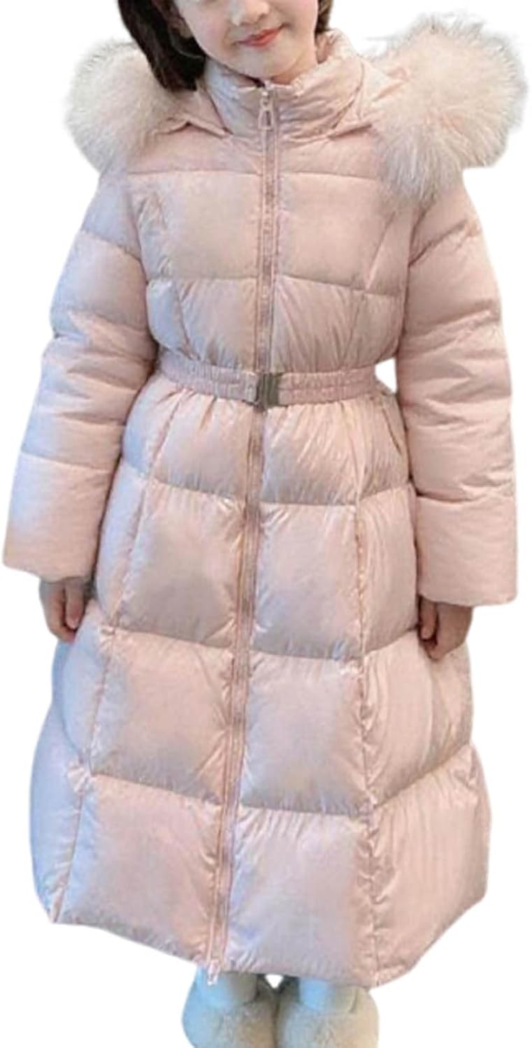 Uillui Girls Winter Jacket Heavyweight Quilted Long Anorak Puffer Jacket Waterproof Insulated Hooded Winter Coat for Girls 11 Years Pink - Image 1 of 2