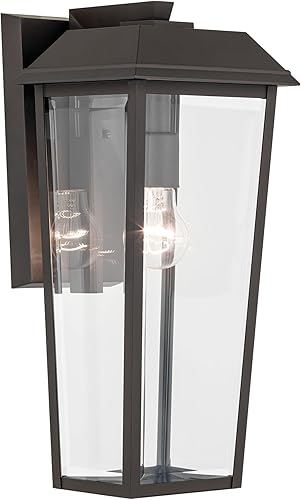 Miniatura 8 de KICHLER Mathus - Lámpara de pared tradicional para exteriores con 1 luz, texturizada, de lujo, con cristal transparente, para paredes exteriores,