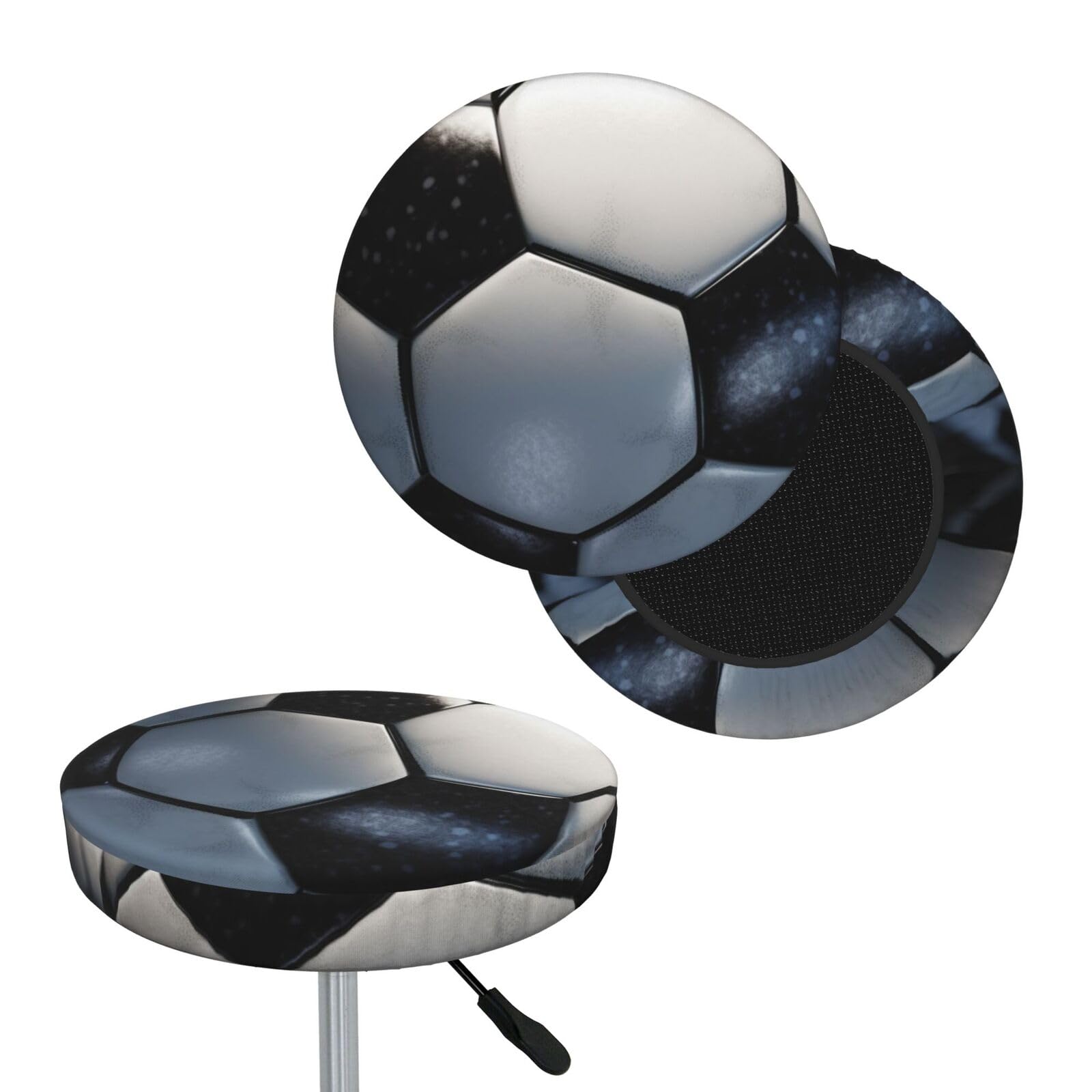 FekiLoot Soccer Ball Round Bar Stool Covers Stretch Washable Bar Stool Covers Dustproof Slipcover Bar Chair Covers with Elastic Band for Bar Kitchen Living Room Decor 13 Inch