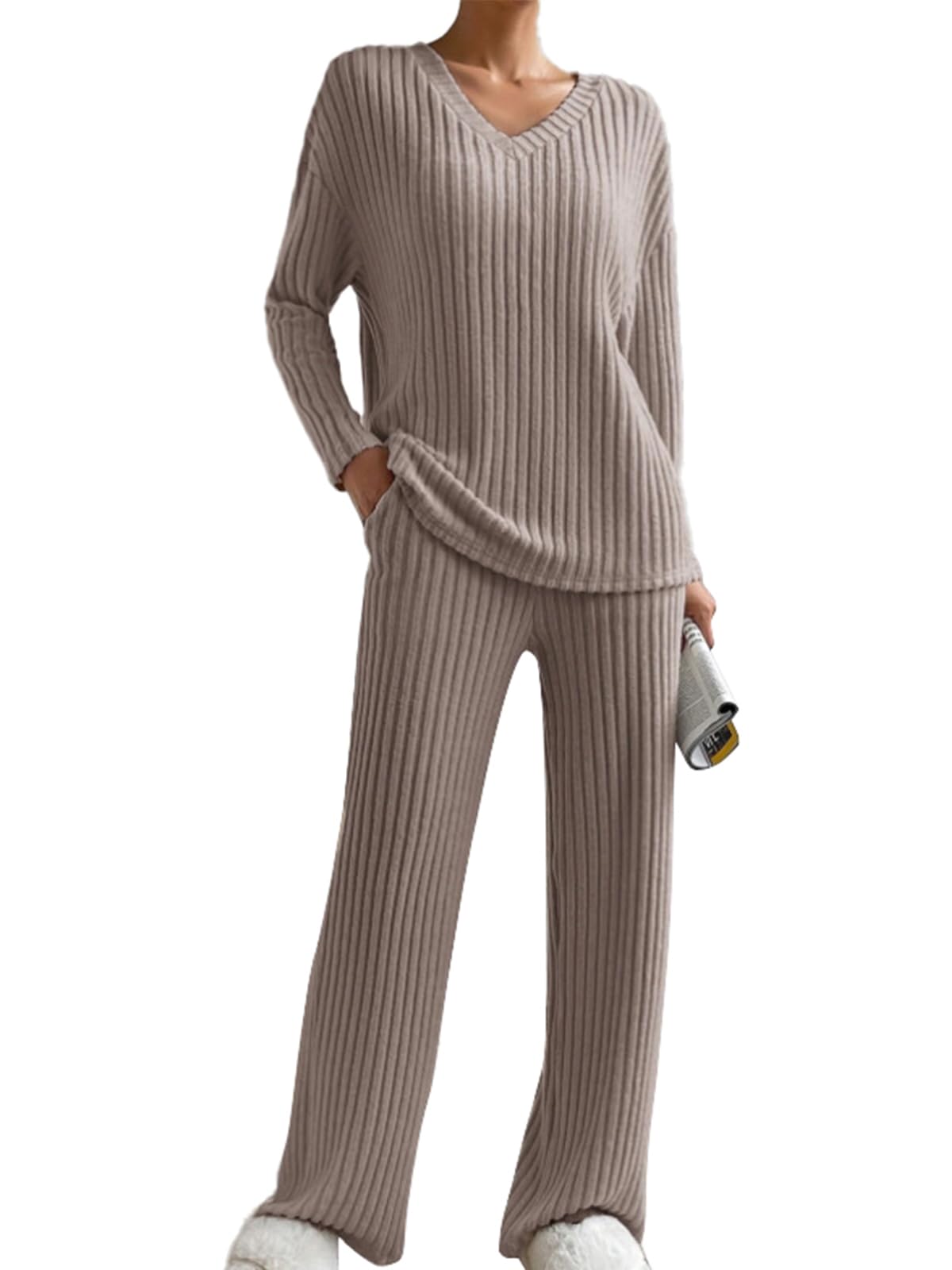 SHEKINI Casual Pullover Set Soft Comfortable Women Set Dres Dress Garnitur for V-Neck Clothing Comfortable Piżama Set Fashion