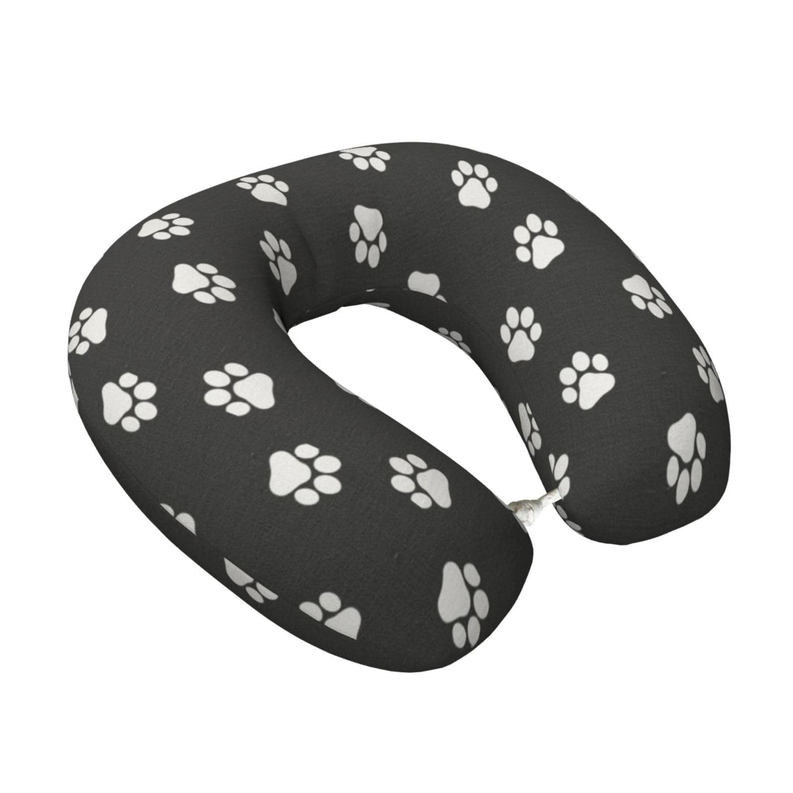 LKYMOH Dog Paws Prints Cat Paw Prints Pet, Travel Neck Pillow U-Shaped Memory Neck Support Soft Comfortable With Washable Cover For Airplane Car Traveling and Office