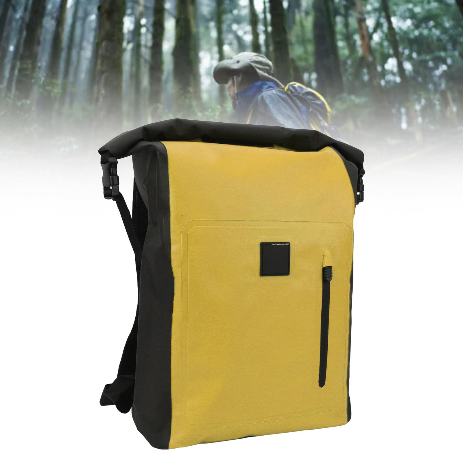 Mochila a Prueba de Agua, Bolsa Seca Multiusos Resistente al desgarro de PVC con Capacidad de 25 L, para Viajes al Aire, Senderismo, Camping (Amarilla)