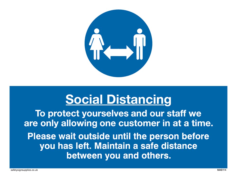 Pack of five - Social distancing to protect you and our staff Sign - 200x150mm - A5L