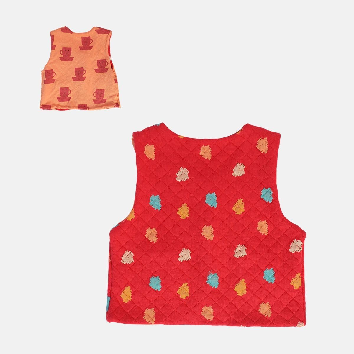 miniklub Girls V Neck Sleeveless Knitted Cotton Orange/Red Color Gilet (2-3Y) 2